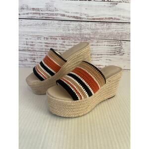 Marc Fisher Lannia Platform Sandal slip-on espadrille-style wedge Size 9